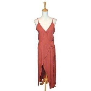 Hello Nite Soft Modal Wrap Midi Dress In Henna Size Small
